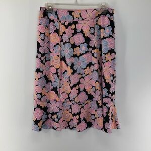 Women’s Sag Harbor Floral Pencil Skirt - Pink, Orange, and Black | Sz 10